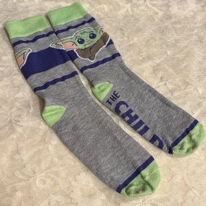 THE CHILD Gray and Green Character Socks